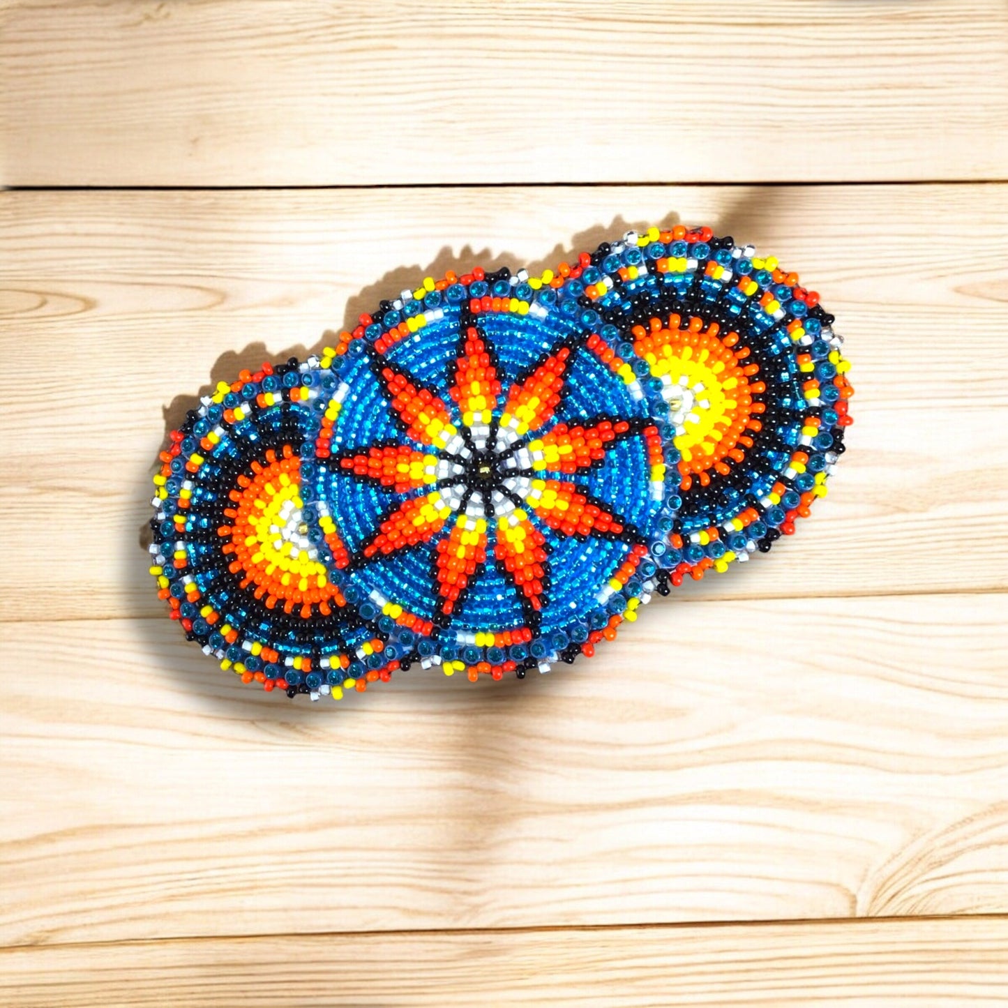 Neon Blue Native American Beaded Barrettes