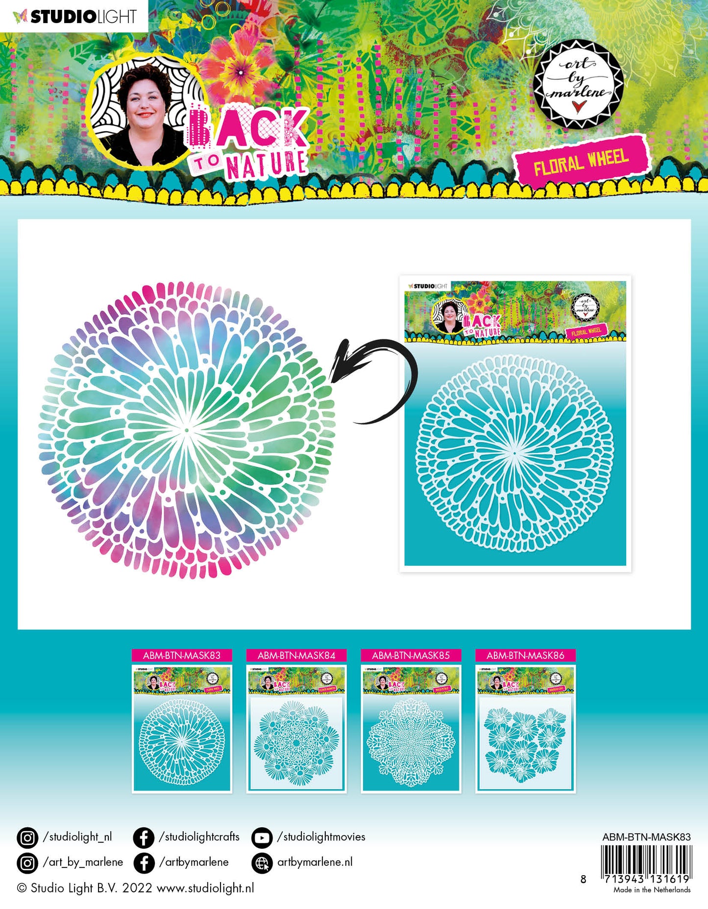 ABM Mask Floral Wheel Back To Nature 200x200x1mm 1 PC nr.83