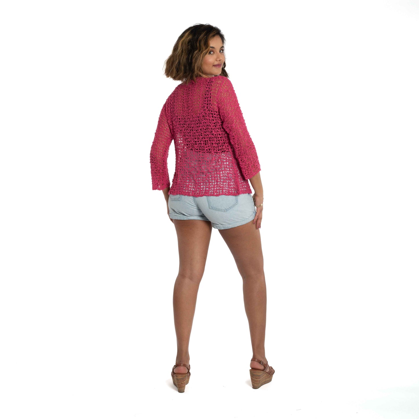 Tie Front Cardigan - Pink