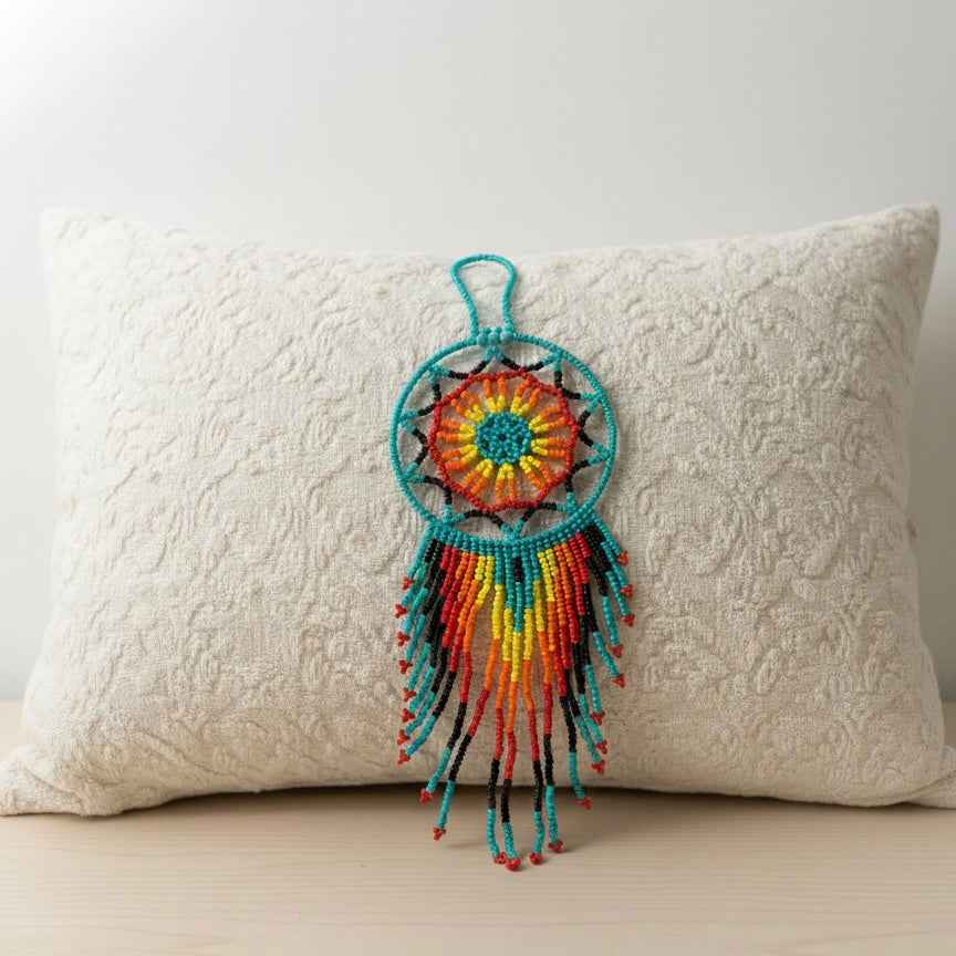 Turquoise ,Celestial Beaded Handmade Dreamcatcher