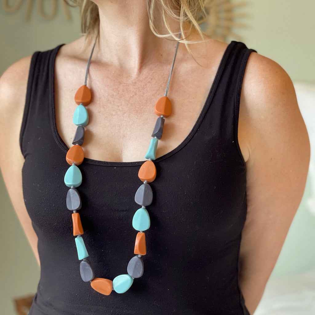 Long Resin Pebble Necklace