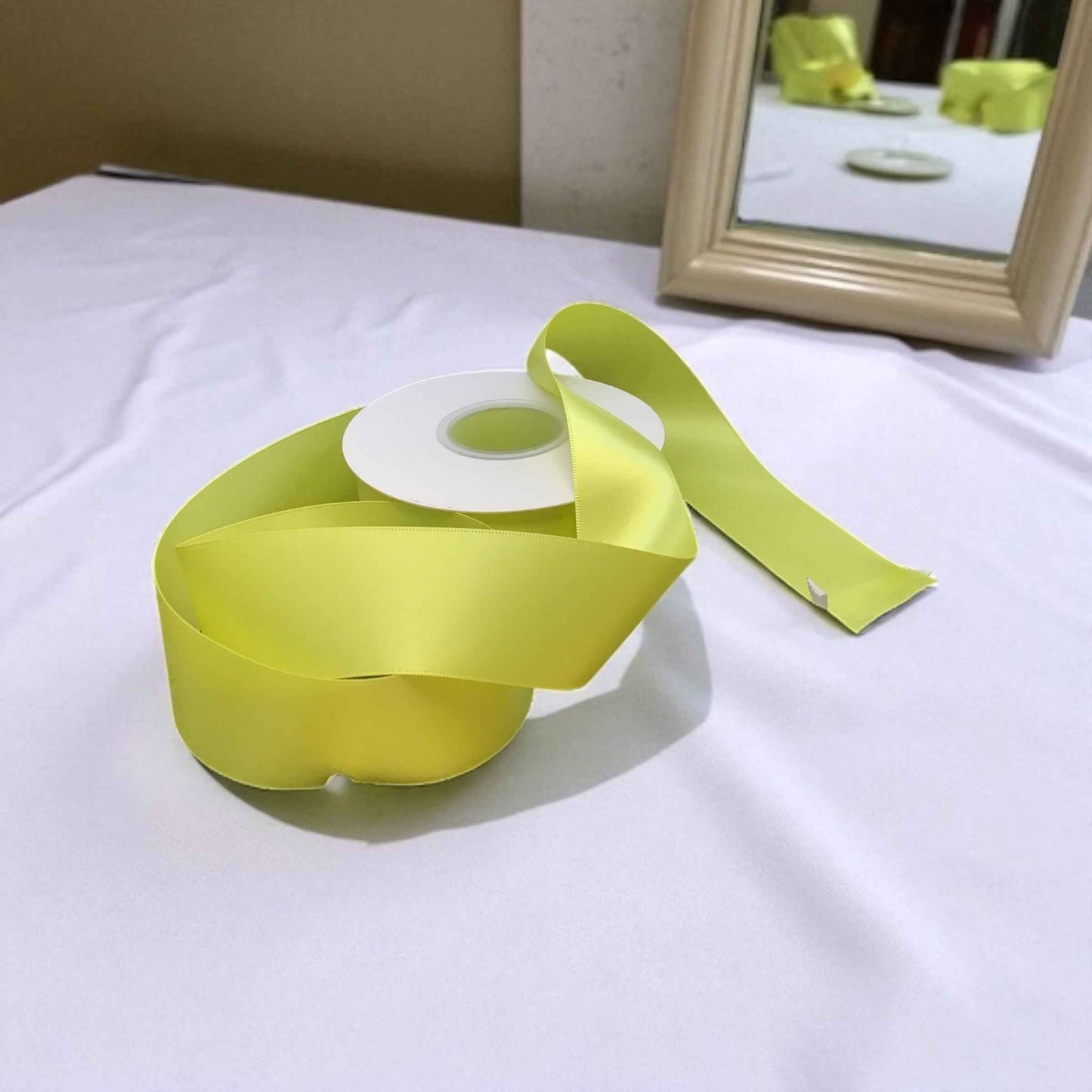 Satin Ribbon Double Face Lime #625 -3.8 cm Wide