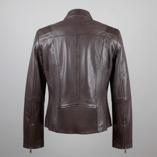 BOL Women's Basket Weave Accent Leather Jacket