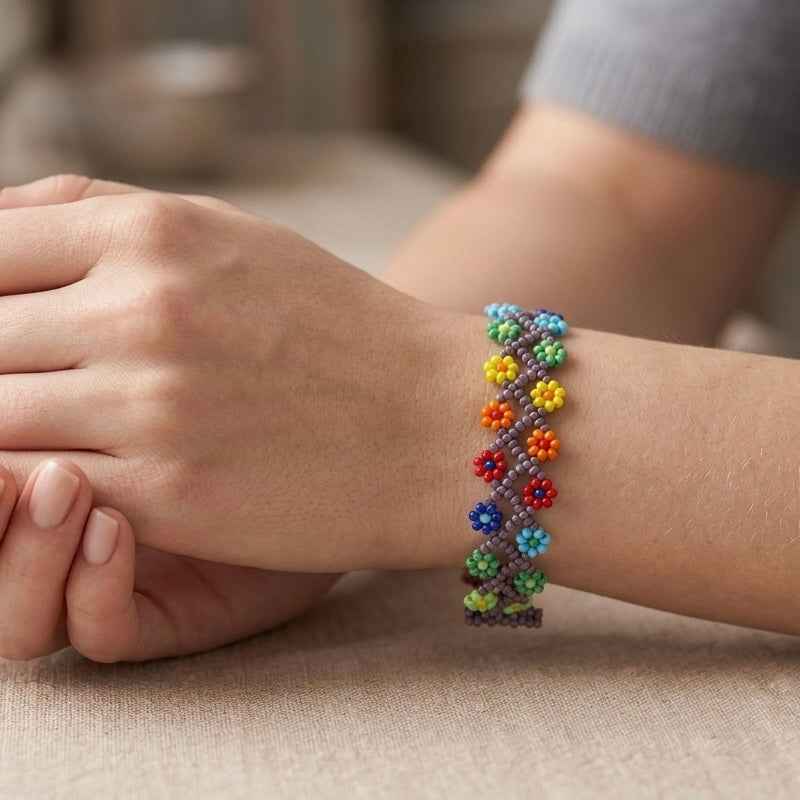 Handcrafted Floral Bracelet Blue