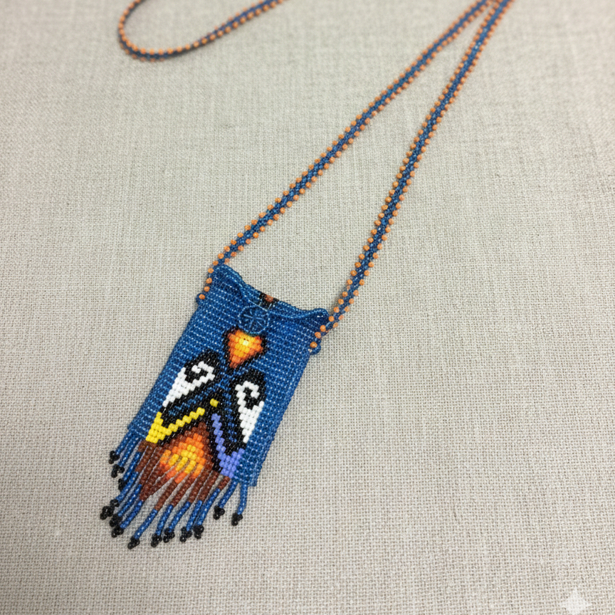 Handcrafted Beaded Medicine Bag- Blue