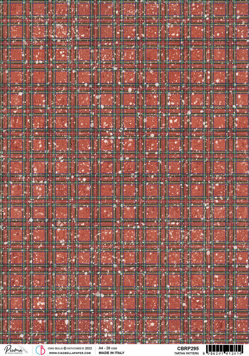 Rice Paper A4 Piuma Tartan Pattern - 5 Sheets