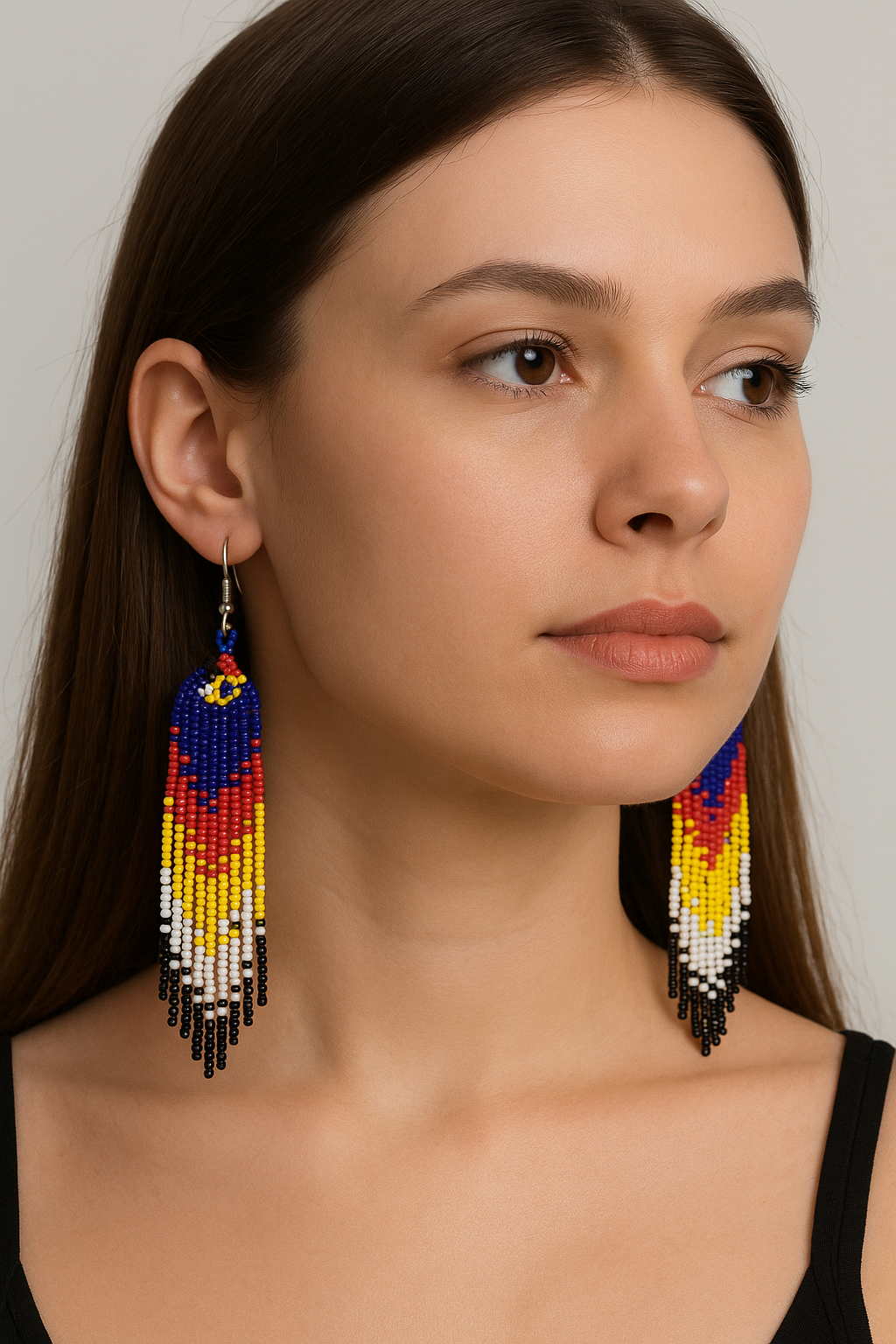 Shine beads Blue Firebird Spirit Beaded Earrings