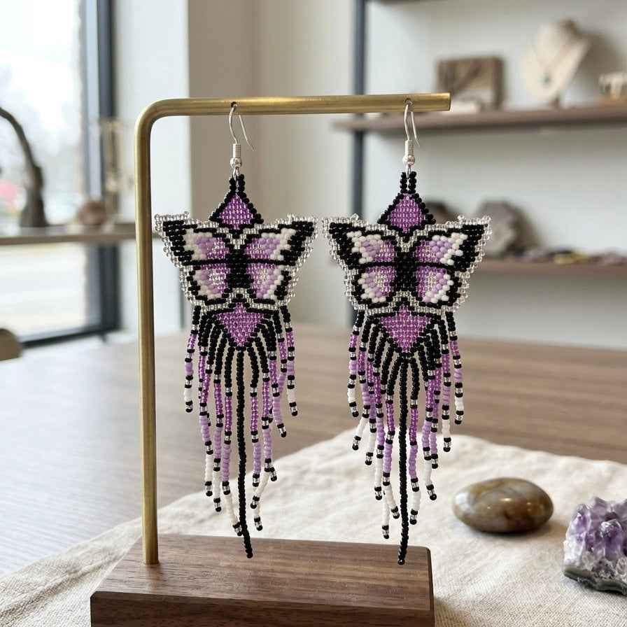 Light purple Beaded Dancing Wing Earrings