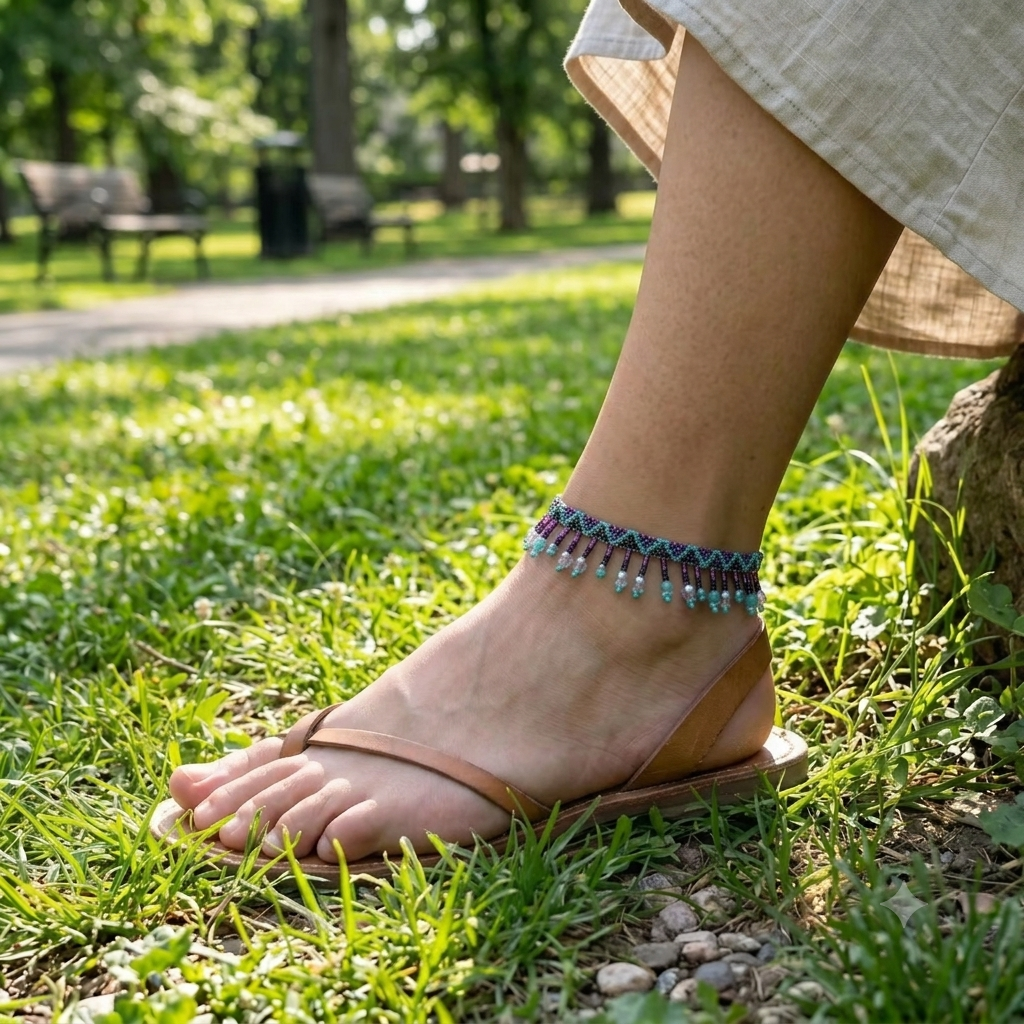 Beaded Anklet Black Turquoise