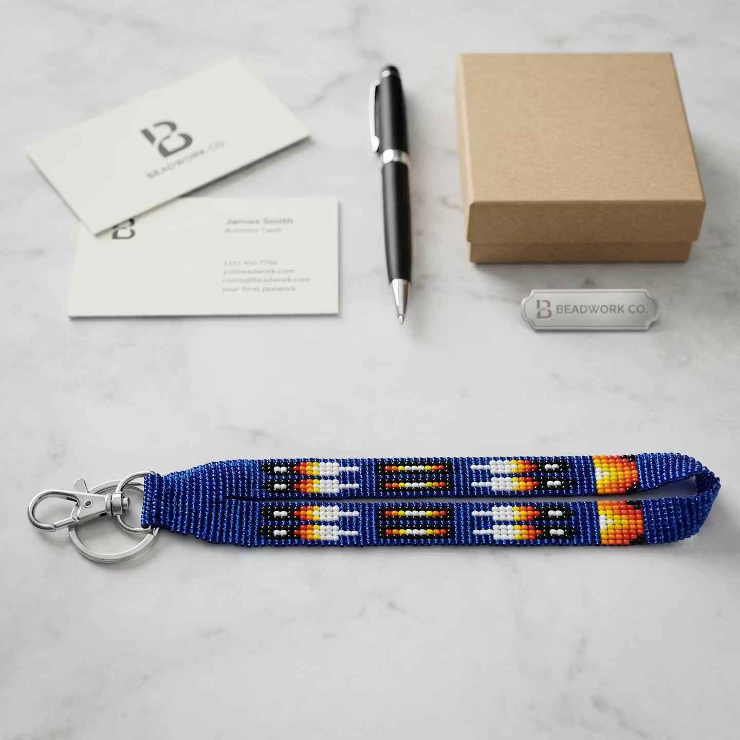 Dark Blue Native American Style Wrist Lanyard