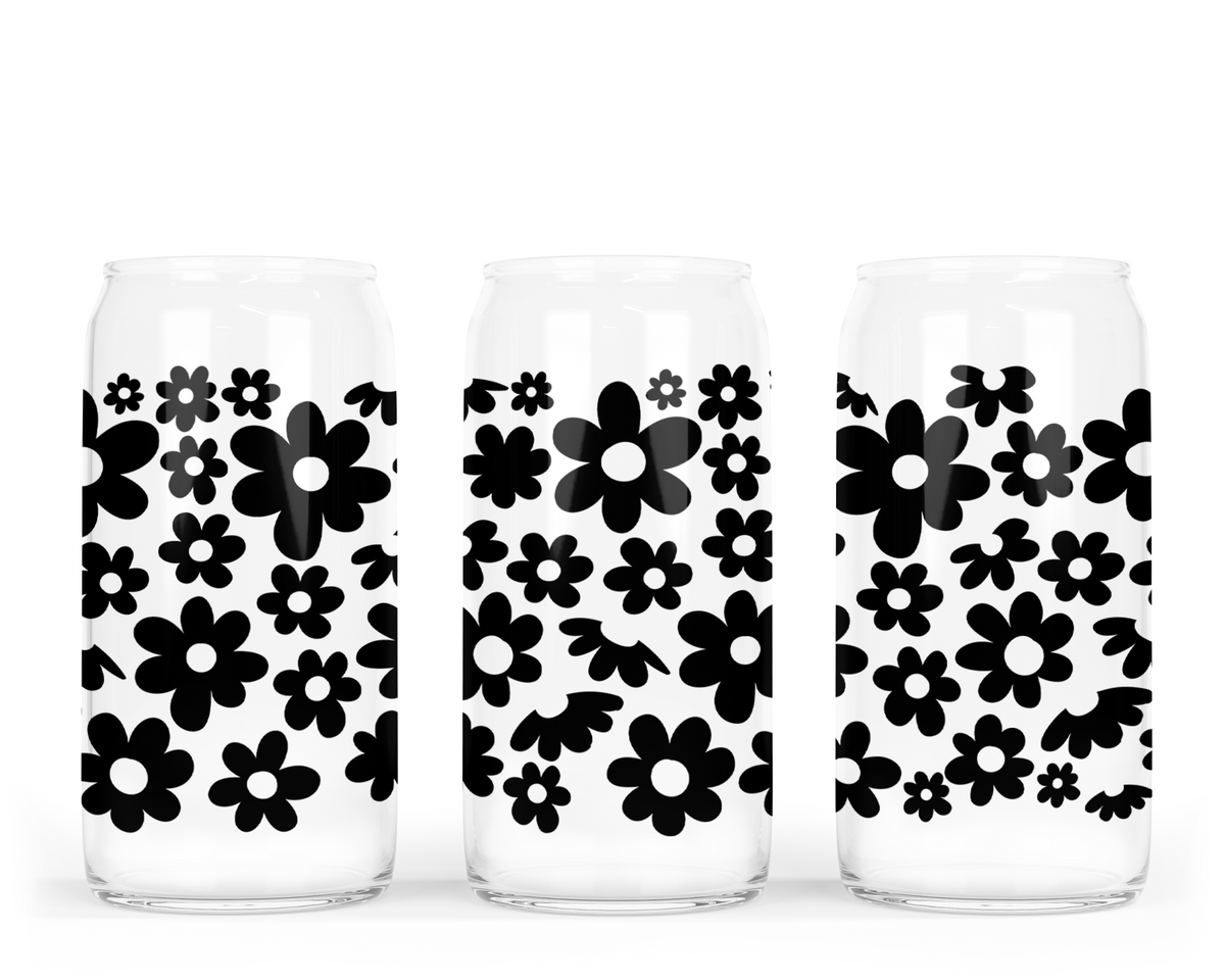 Daisys Glass Can with Bamboo Lid