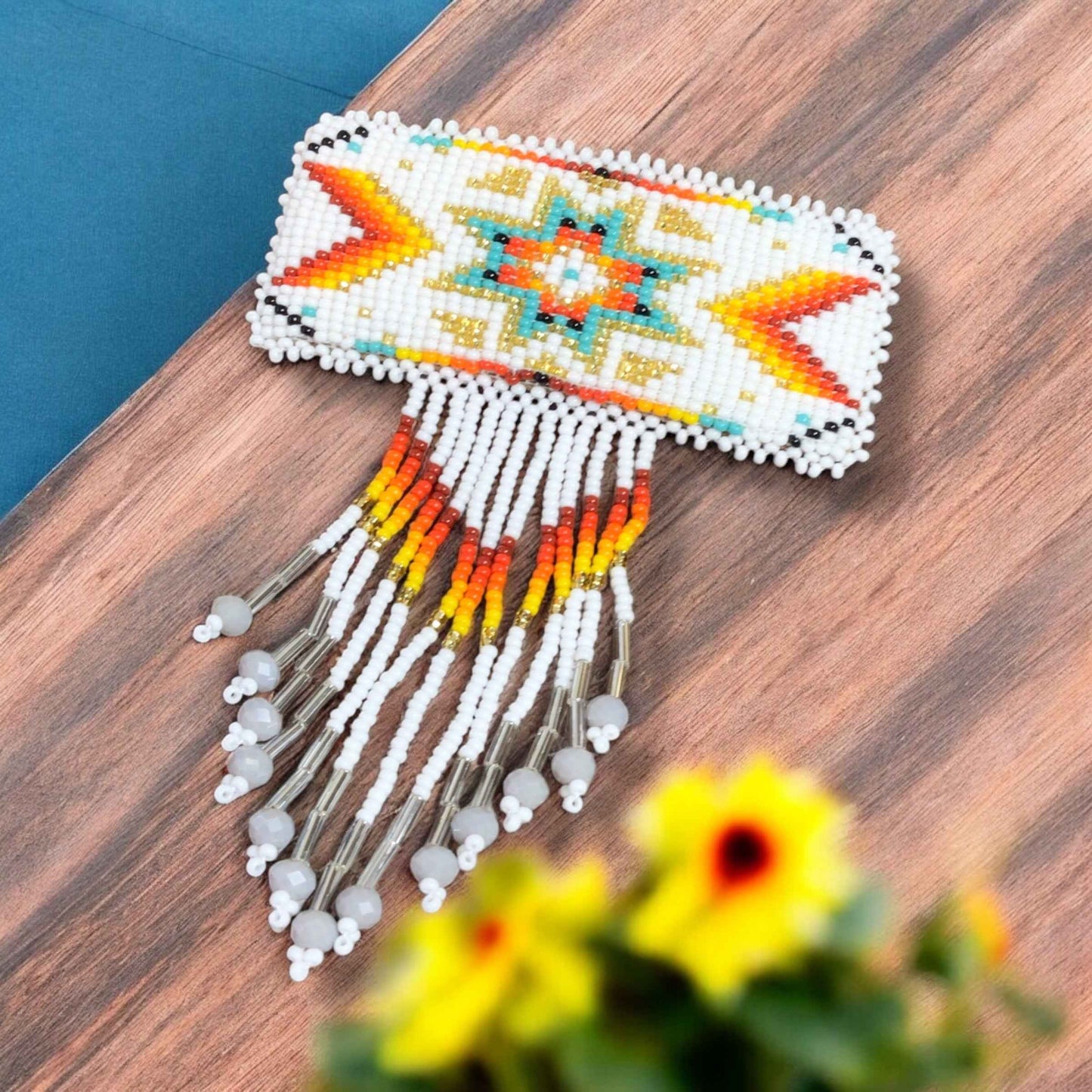 Rectangular Fringed Barrette - Golden