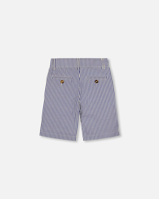 Slant Pocket Bermuda Shorts Royal Blue Striped