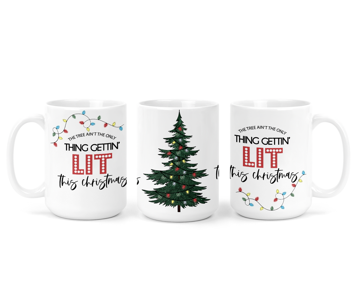 Gettin' Lit Ceramic Mug | Christmas Mug
