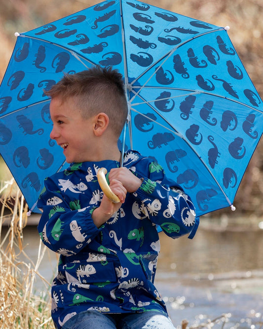 Color-Changing Umbrella Blue Chameleon Print