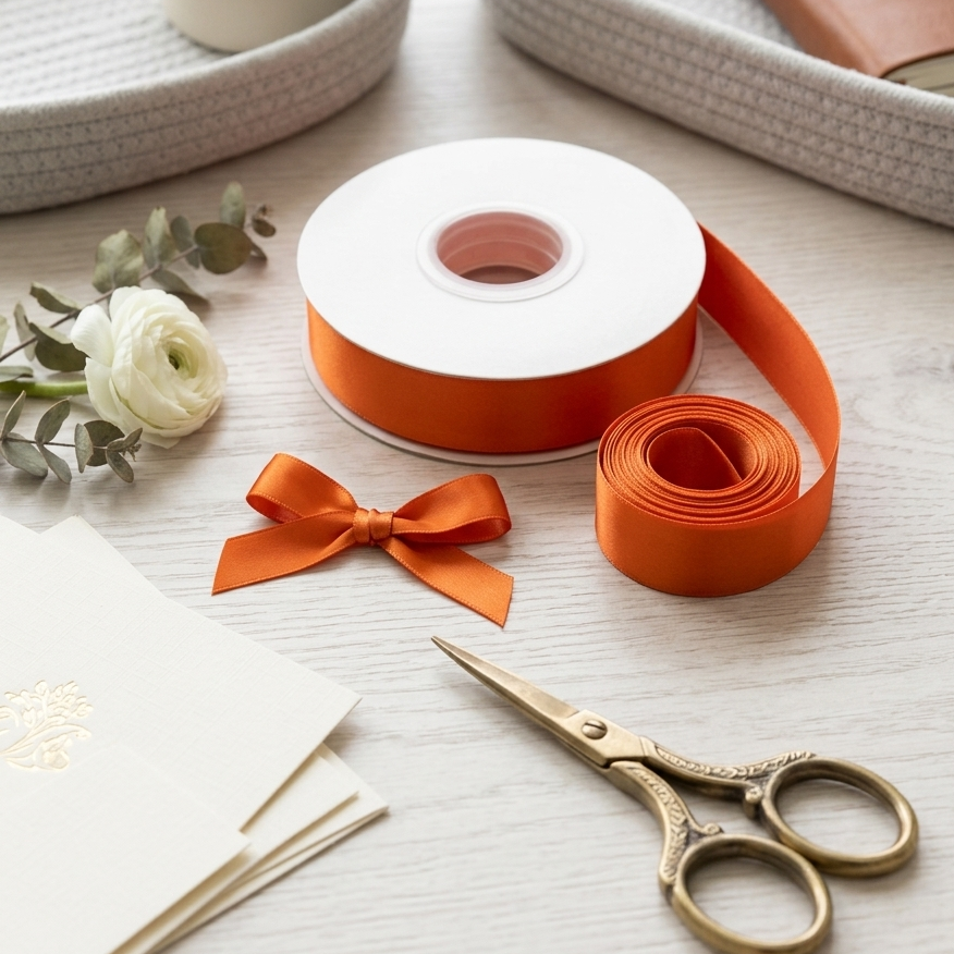 30 Meter Double Face Orange #761 Ribbon Roll