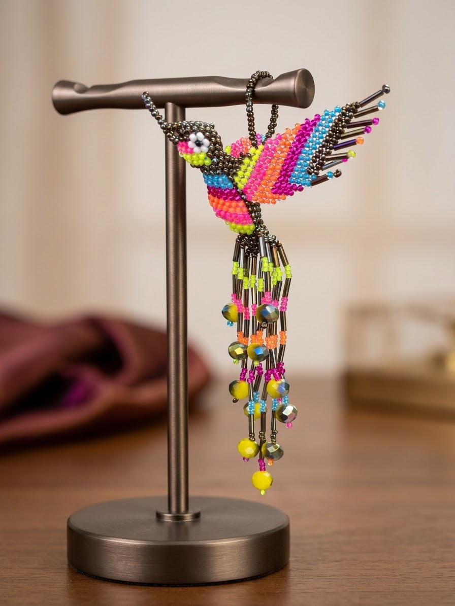 Golden and Brown Beaded Humming Bird