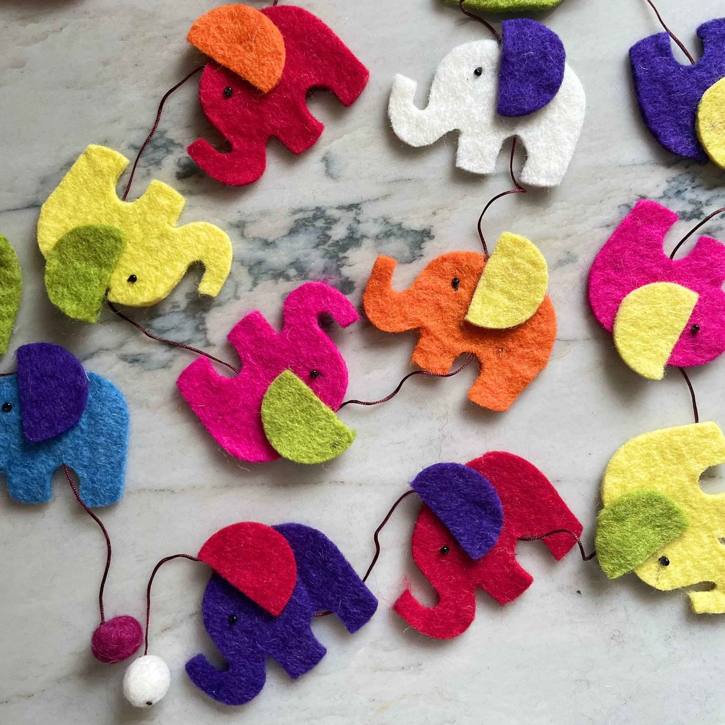 String of Felt Elephants