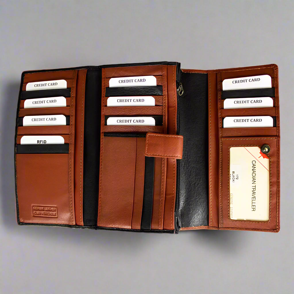 JBG International Women's Trifold RFID Leather Wallet