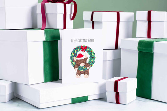 Merry Christmas To Moo - Greeting Card
