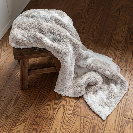 Blushing Beige & White Cow Print Throw