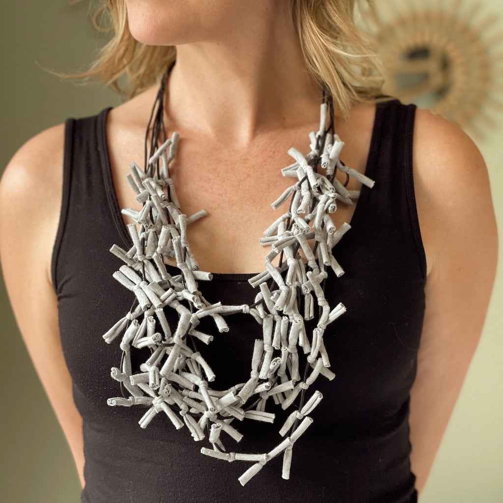 Multi Colour Fabric Tie Necklace