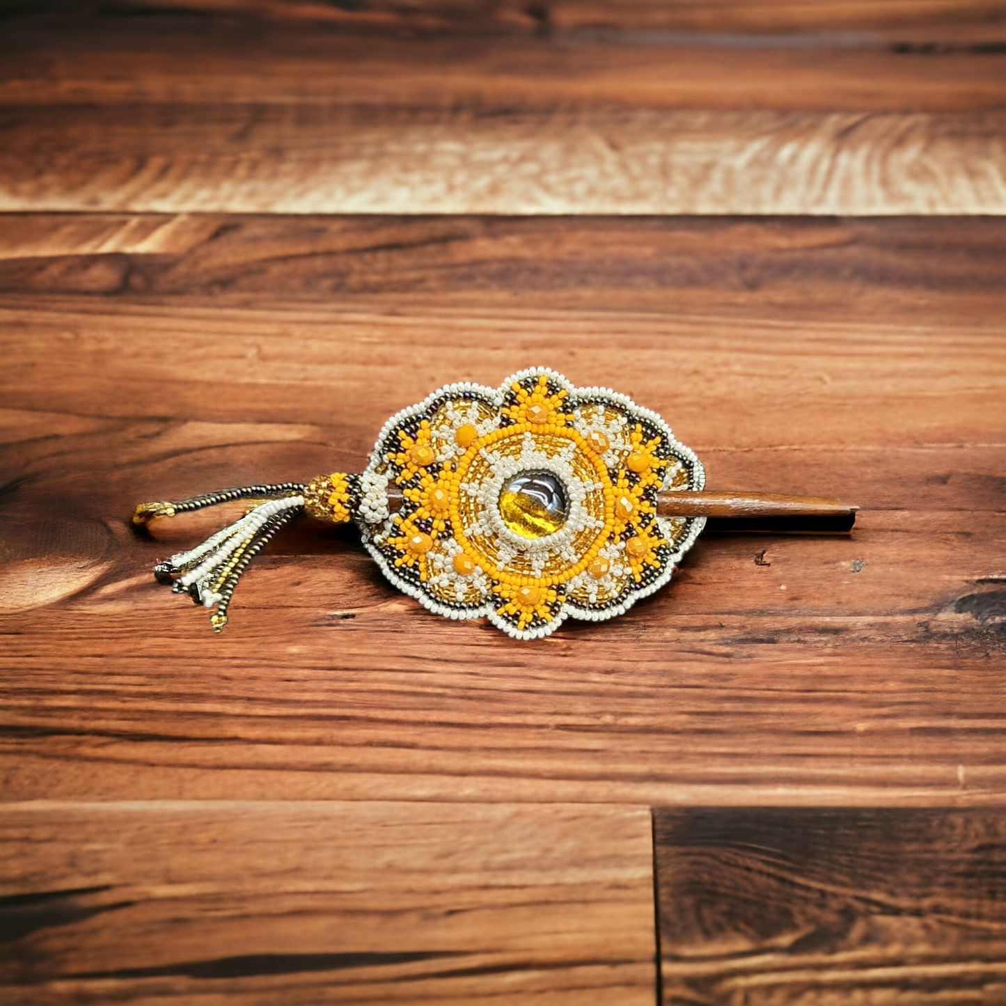 Multicolor Barrette Yellow W/ Gold (15)