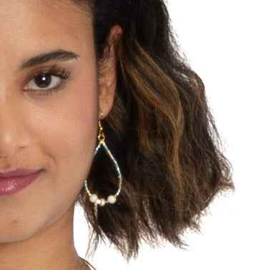 Tear Drop Earrings With Pearls