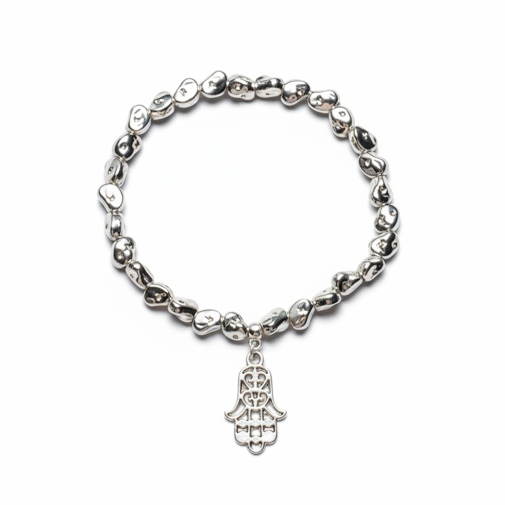 Hasma Charm Nugget Bracelet in Silver Plate