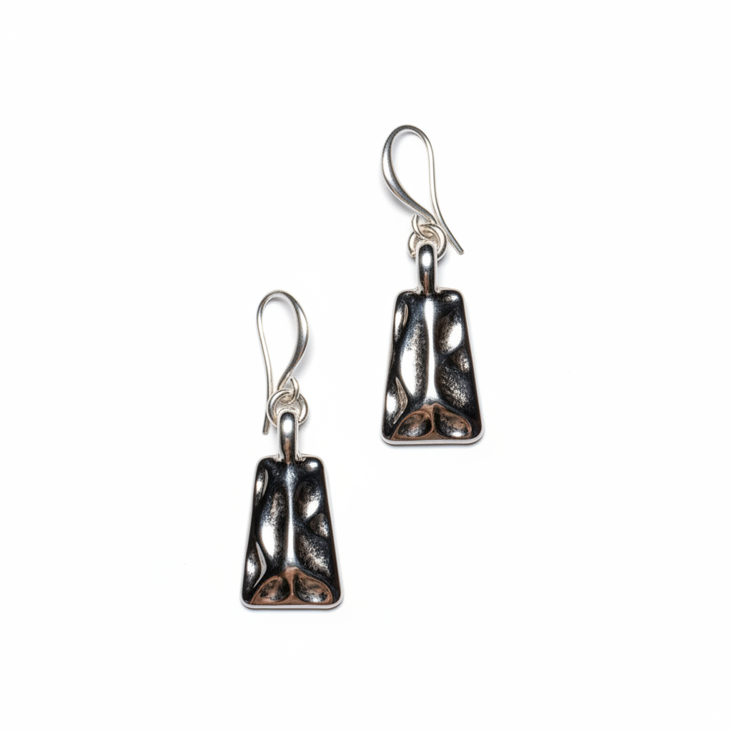 Beaten Earrings In Silver Plate