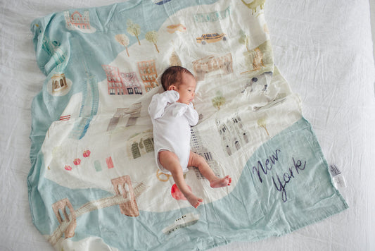 Baby Muslin Swaddle in Tanboocel® Bamboo Viscose - New York City