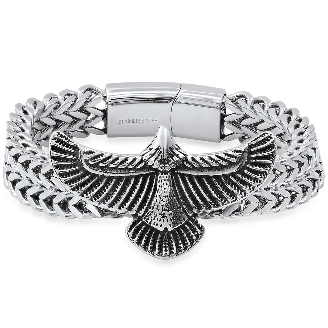 Steeltime 2 Row Wheat Chain Eagle Bracelet