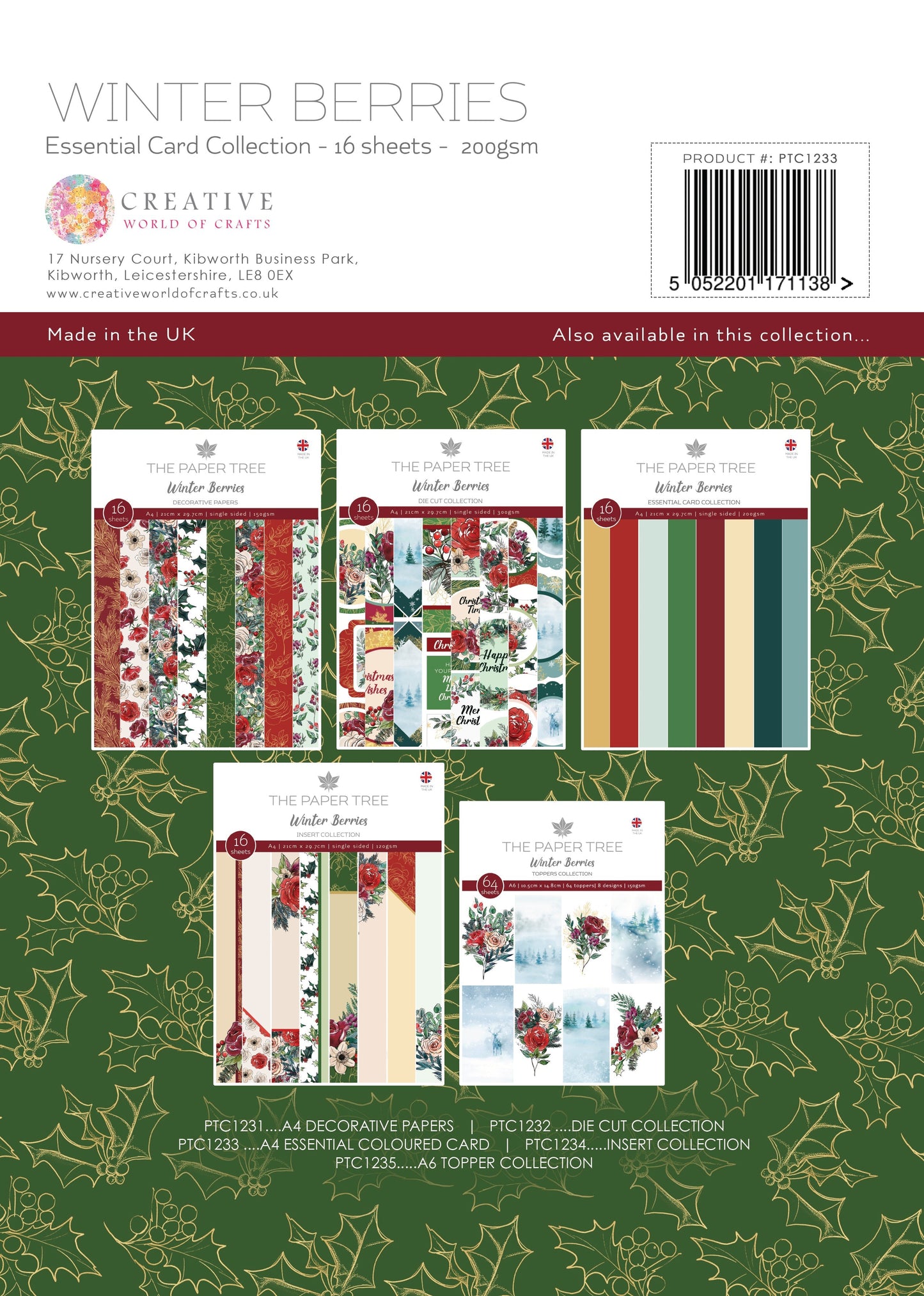 The Paper Tree Winter Berries A4 Essential Colour Card