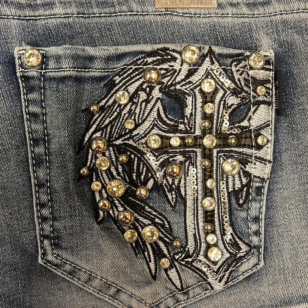Platinum Plush Women's Cross Angel Wing Bling Shorts