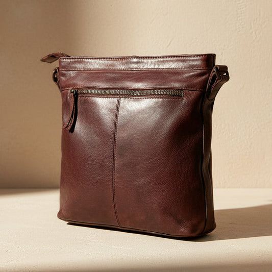 MET Premium Cow Leather Crossbody Bag with Chain Zipper Detail