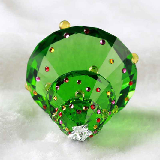 Christmas Gift Crystal Christmas Tree Ornament – Handmade Green Glass Holiday Decor, 50mm