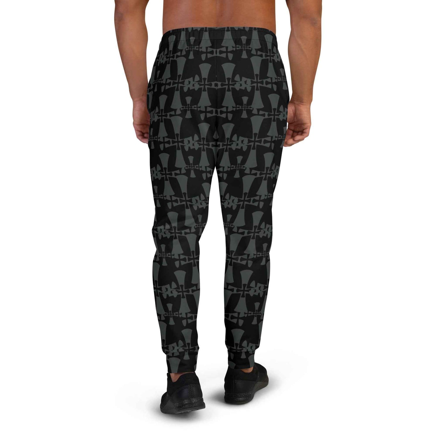 Men's Premium Recycled Fleece Black-Gray Joggers-Allover 3 Crusaders Print