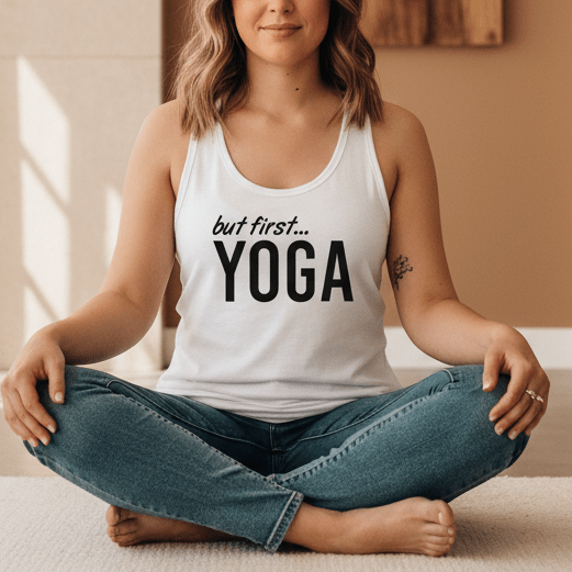 But First Yoga Racerback Tank Top
