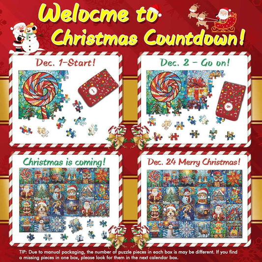 Christmas Puzzle Countdown Calendar, Holiday Jigsaw Puzzle