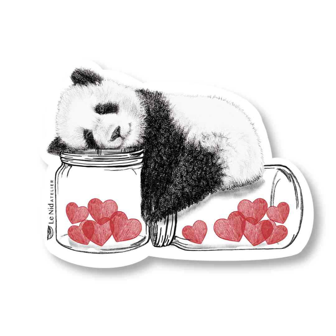 NIEDLICHE SCHLAFENDE PANDA Aufkleber für Wasserflasche, Kalender oder Computer