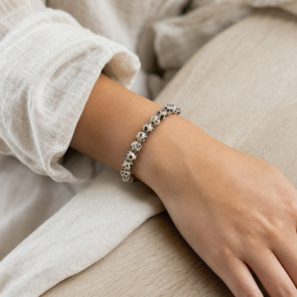 Dalmatian Jasper Round Bracelet - 8mm