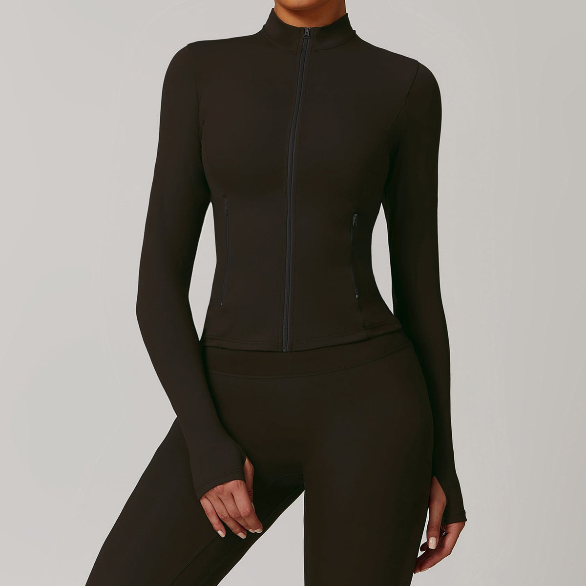 Women’s Long-Sleeve Zip-Up Yoga Jacket – Quick-Dry Sports & Workout Top