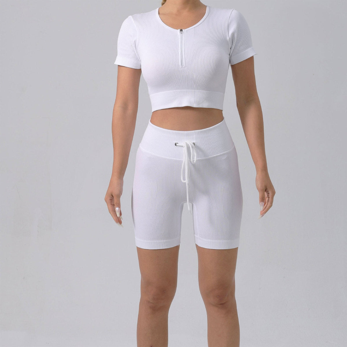 Running Training Padded Bra & Yoga Outfit Set – Quick-Dry Ribbed Activewear for Women