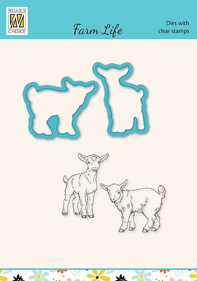Nellies Choice Die & Stamp Set - Farm Life - Goats