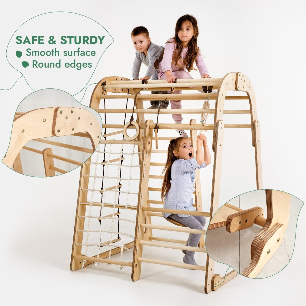 Indoor Wooden Playground for Children - 6in1 Playground + Swings Set + Slide Board