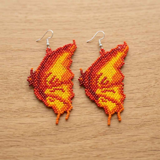 Flame Feather Beaded Earrings