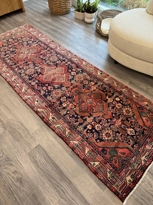 Persischer Hamadan Läufer Teppich | 3' 3" x 9' 5"