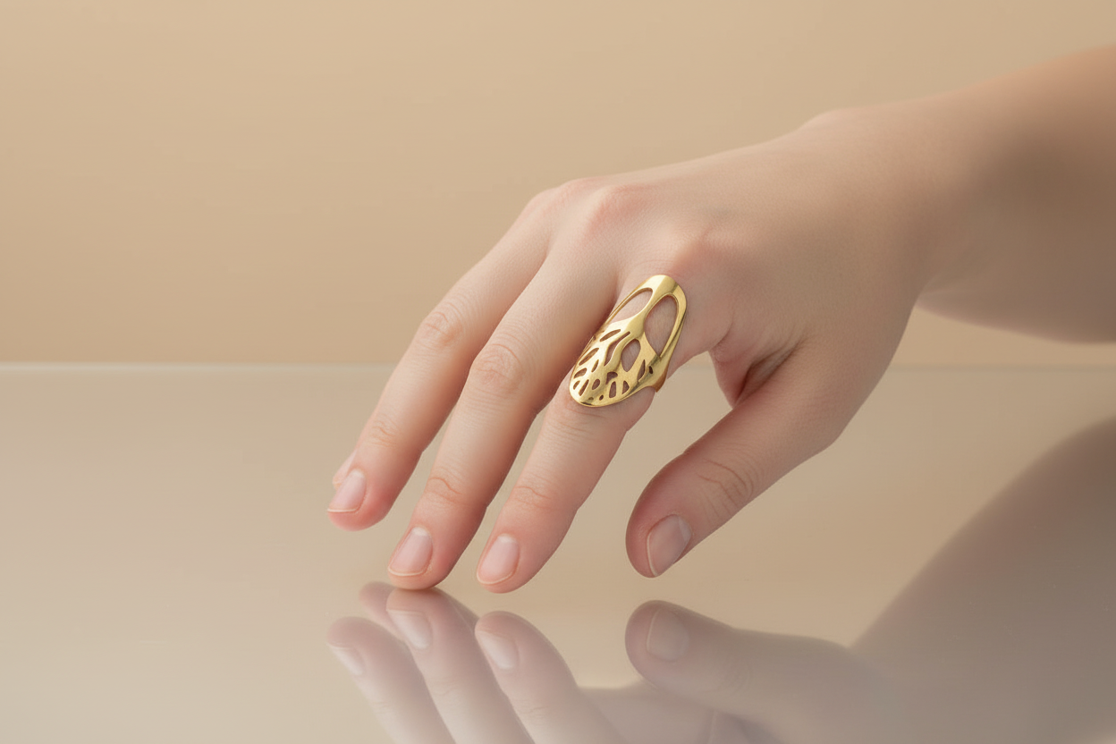 Oval Tree Ring - Gold Stainless Steel