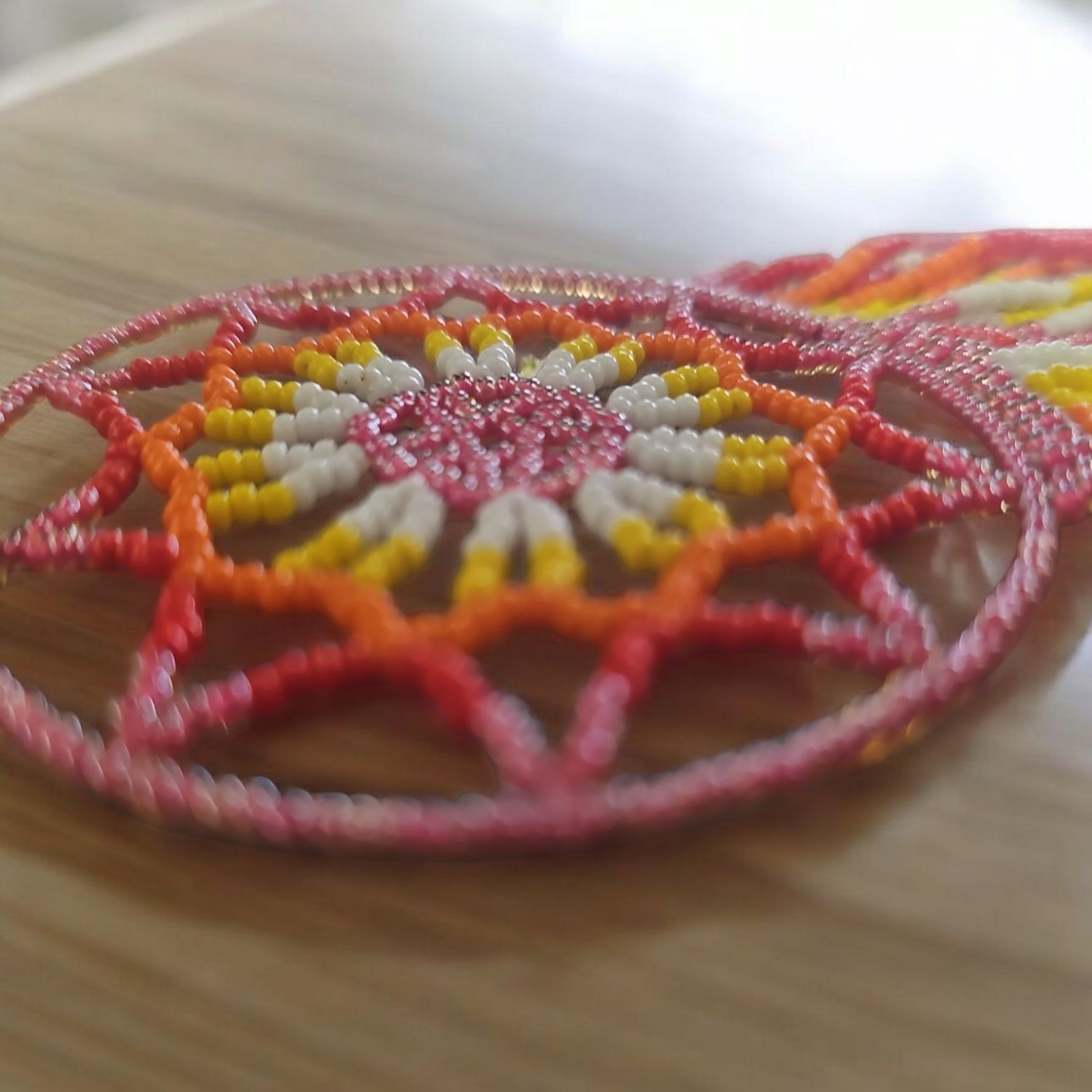 Pink and white yellow ,Celestial Beaded Handmade Dreamcatcher