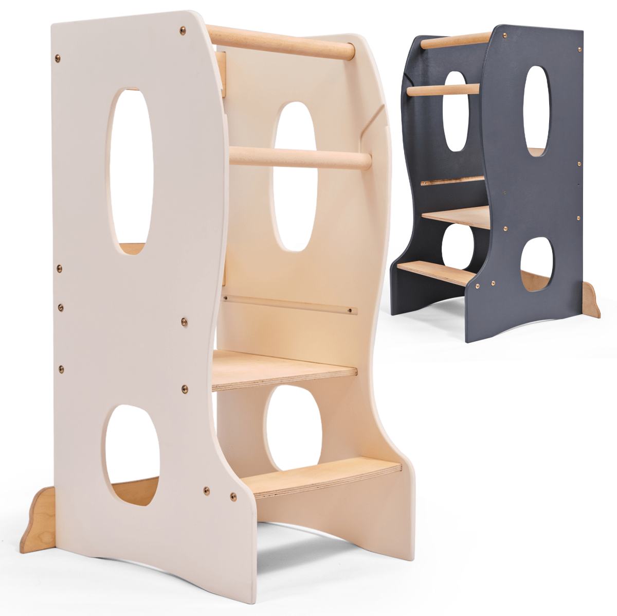 Stable Montessori Tower: Wooden Growing Chair - Ivory
